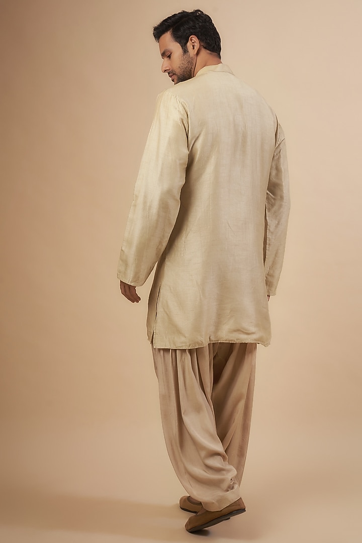 Beige Dupion Silk Kurta Set by SEIRRA THAKUR at Pernia's Pop Up Shop
