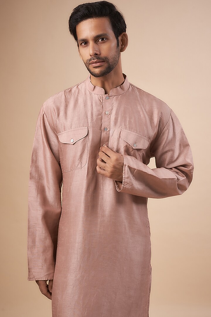 Pink Dupion Silk Kurta Set by SEIRRA THAKUR at Pernia's Pop Up Shop