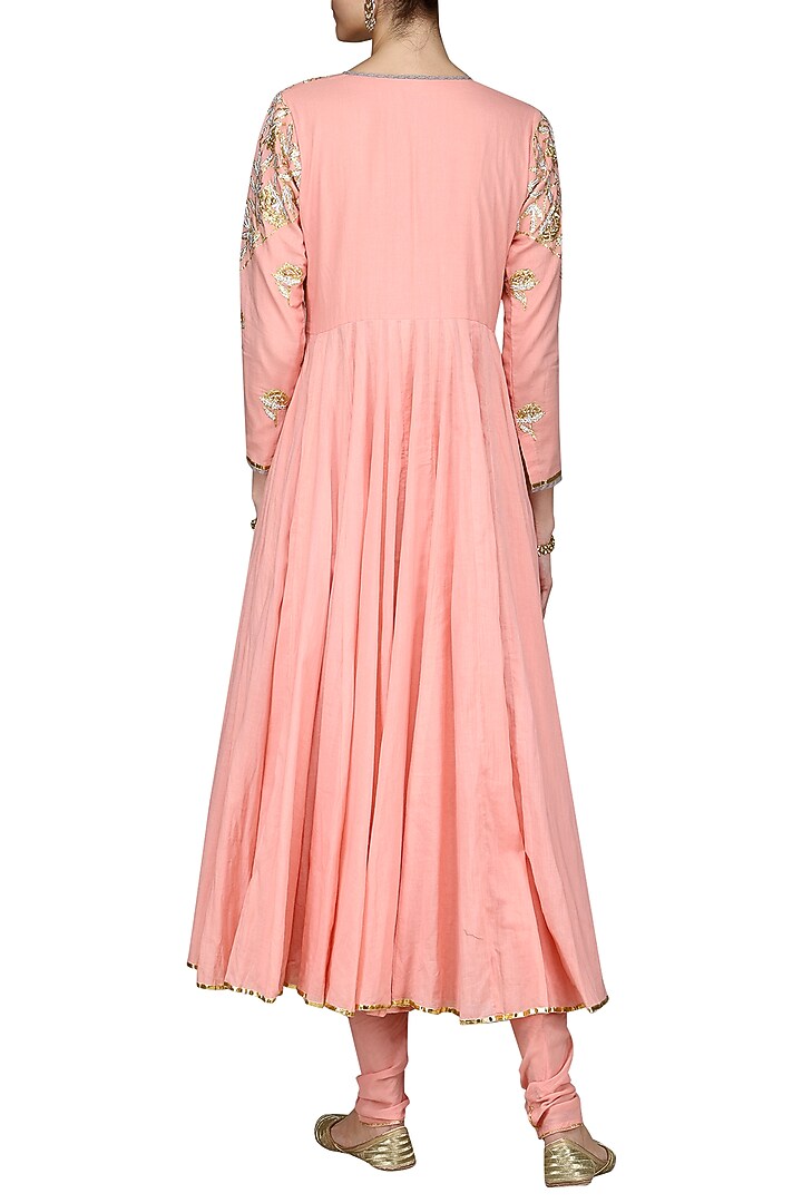 Pink embroidered anarkali set available only at Pernia's Pop Up Shop.