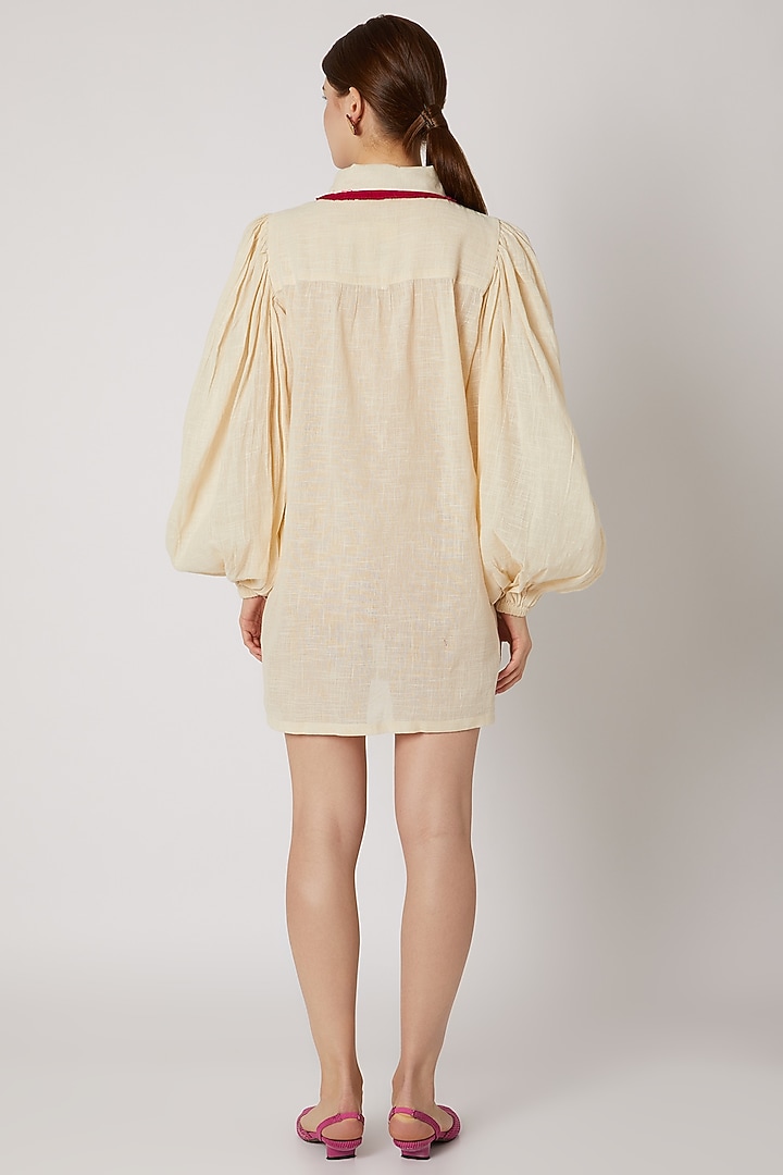 White Summer Shirt Dress With Front Opening by A-Sha by Rishi & Vibhuti at Pernia's Pop Up Shop