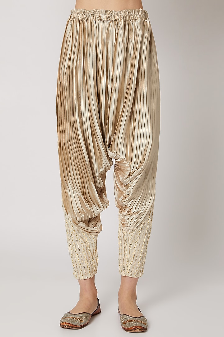 Ivory Sequins Jacket With Dhoti Pants by A-Sha by Rishi & Vibhuti at Pernia's Pop Up Shop
