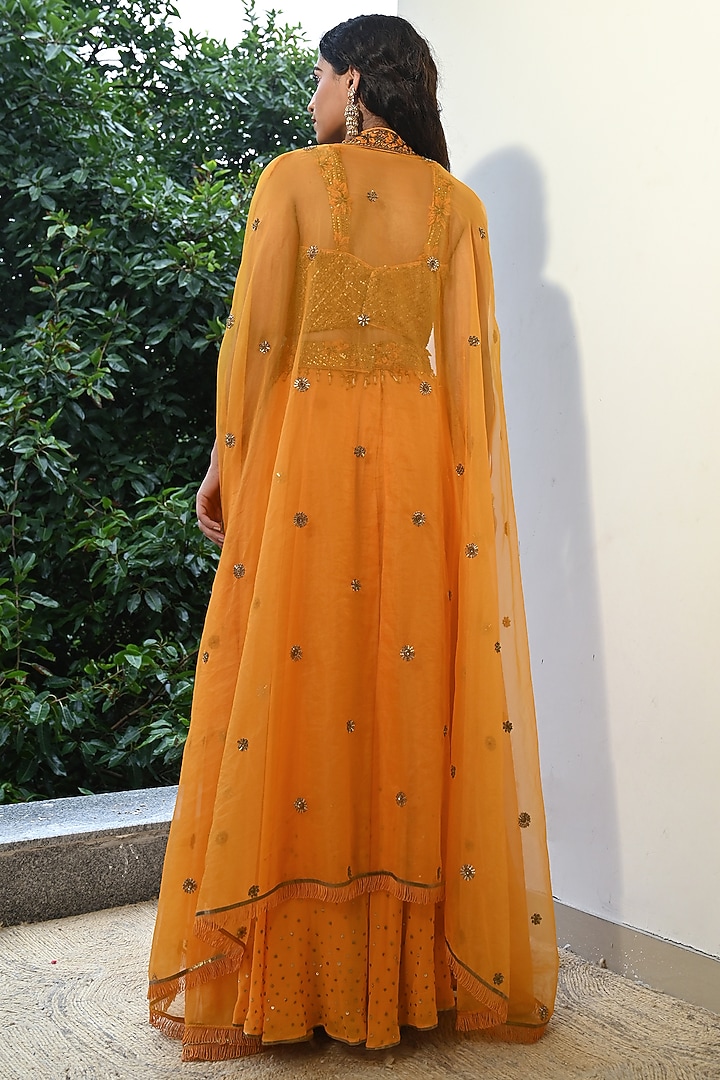 Orange Georgette Wedding Sharara Set by Shashank Arya at Pernia's Pop Up Shop