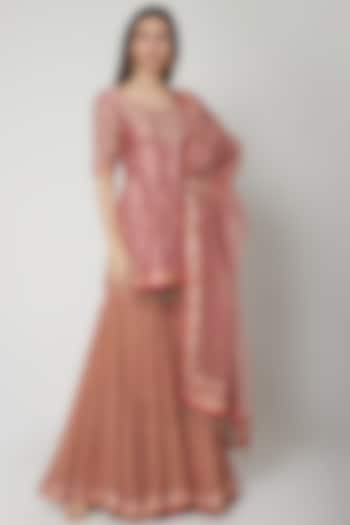 Blush Pink Embroidered Sharara Set by Shashank Arya