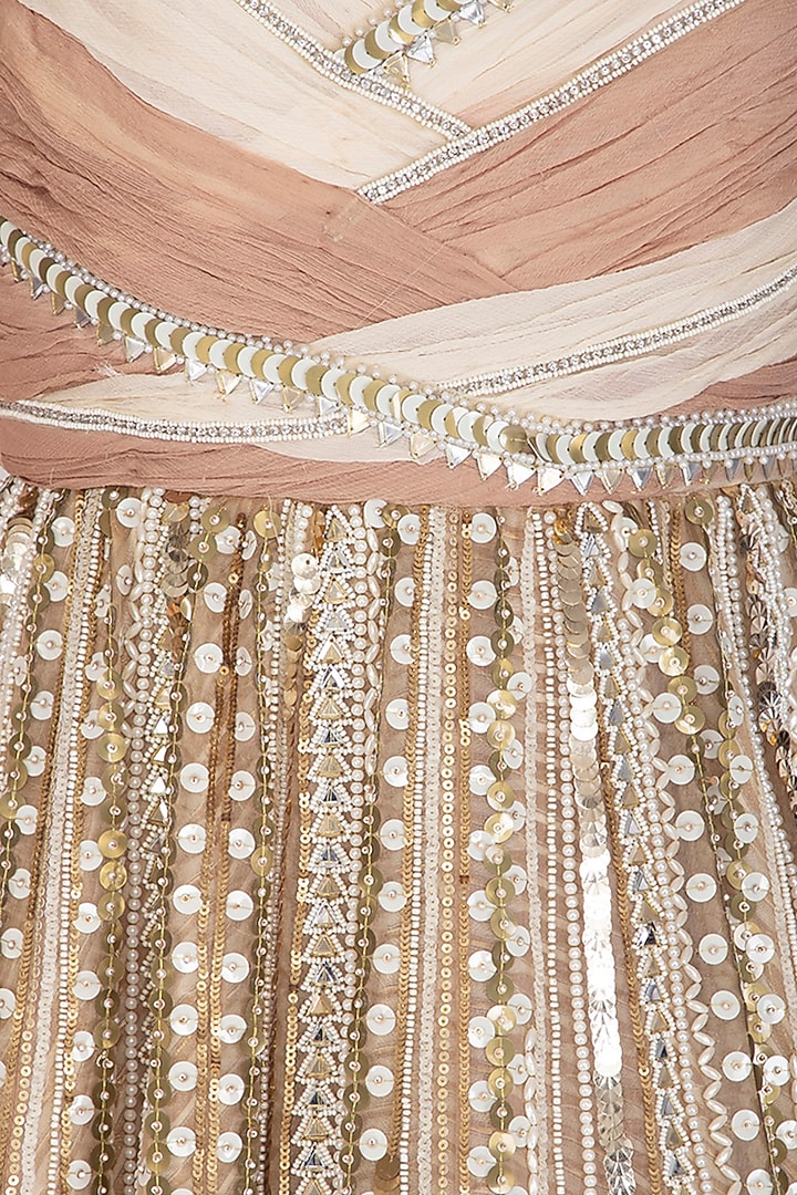 Beige Embroidered Engagement Gown by Shashank Arya at Pernia's Pop Up Shop