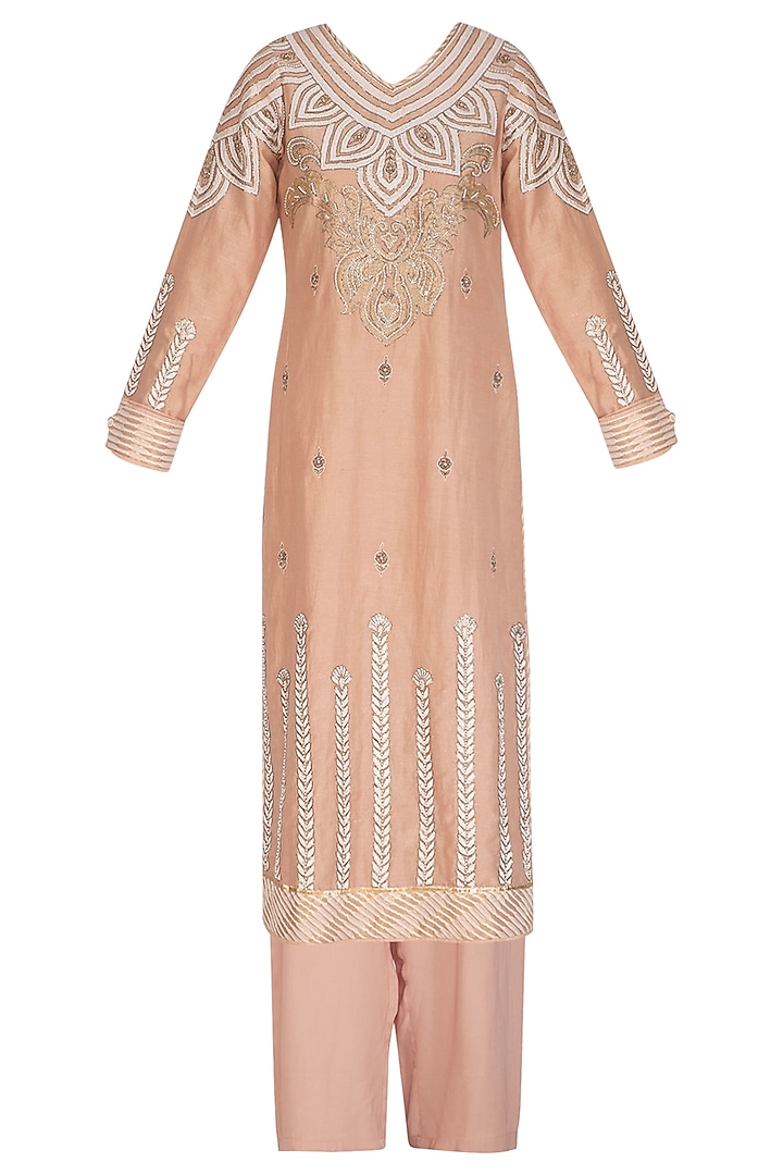 Old Rose Embellished Kurta Set by Shashank Arya at Pernia's Pop Up Shop