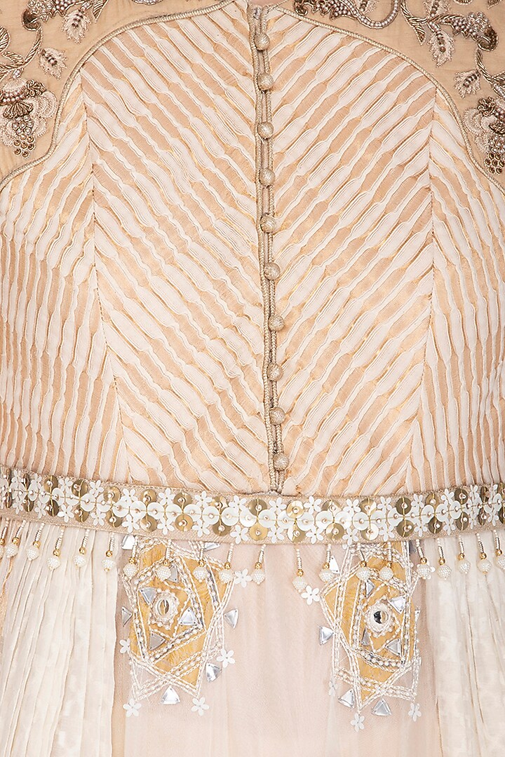 Ivory Embroidered Wedding Anarkali Set With Belt by Shashank Arya at Pernia's Pop Up Shop