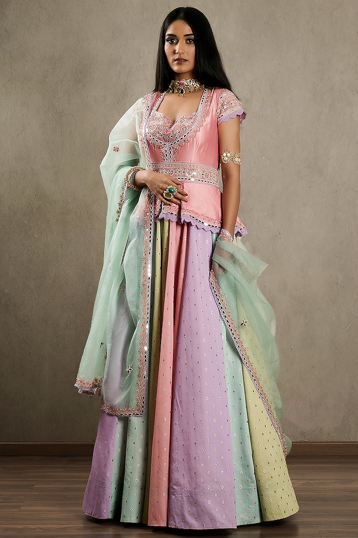 Multi-Coloured Chanderi Brocade Anarkali Set by Shashank Arya