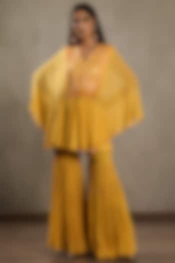 Yellow Georgette Sharara Set by Shashank Arya