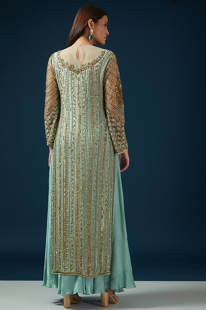 Light Blue Georgette Embroidered Kurta Set by Shashank Arya at Pernia's Pop Up Shop
