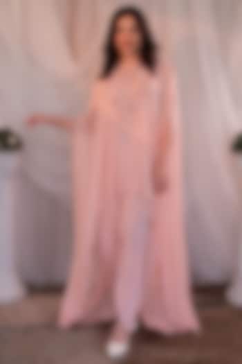 Pink Muskaish Georgette Embellished Kaftan Set by Shashank Arya at Pernia's Pop Up Shop