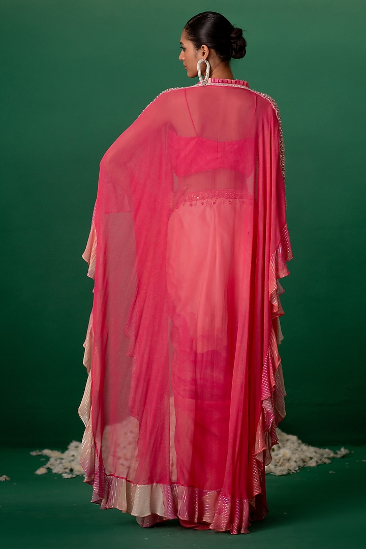 Pink Modal Satin Floral Printed Dhoti Skirt Set by Shashank Arya at Pernia's Pop Up Shop