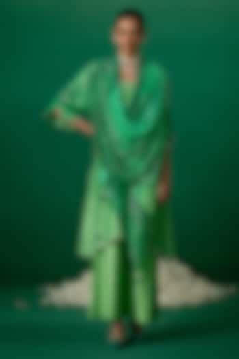 Green Chanderi & Georgette Crystal Work Kurta Set by Shashank Arya at Pernia's Pop Up Shop