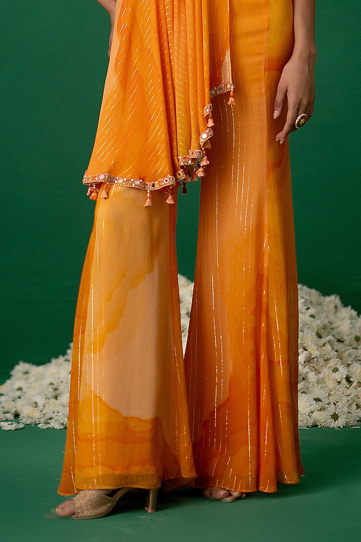 Orange Georgette Embellished & Printed Jumpsuit by Shashank Arya at Pernia's Pop Up Shop