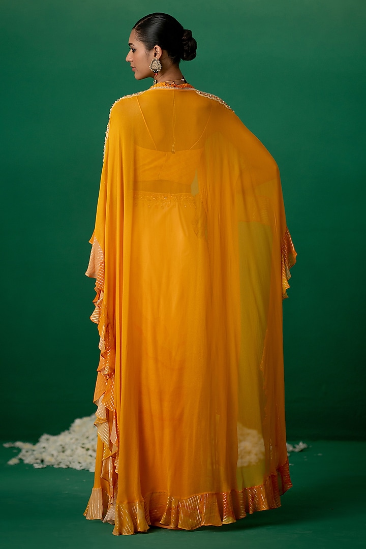 Orange Modal Satin Floral Printed Dhoti Skirt Set by Shashank Arya at Pernia's Pop Up Shop