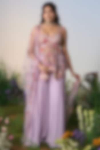 Lilac Georgette Sequin & Crystal Embroidered Bridal Sharara Set by Shashank Arya at Pernia's Pop Up Shop