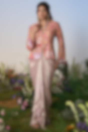 Pink Dupion Silk Embroidered Jacket Set by Shashank Arya at Pernia's Pop Up Shop