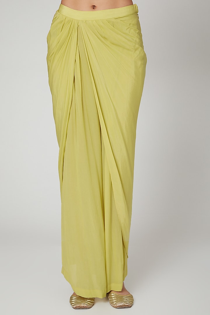 Yellow & Pink Printed Draped Kurta Set by Shashank Arya at Pernia's Pop Up Shop