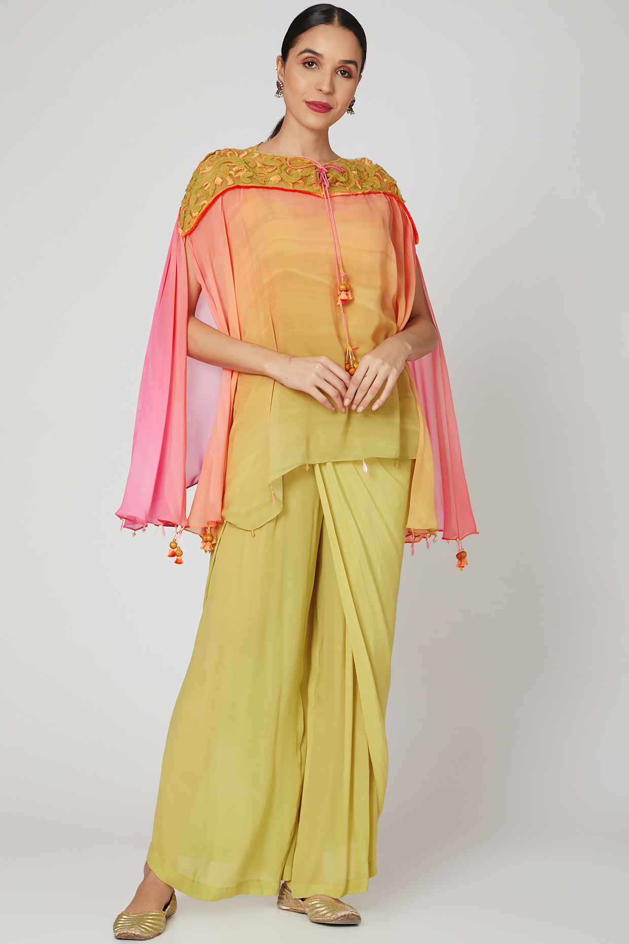 Yellow & Pink Digital Printed Kurta Set by Shashank Arya at Pernia's Pop Up Shop