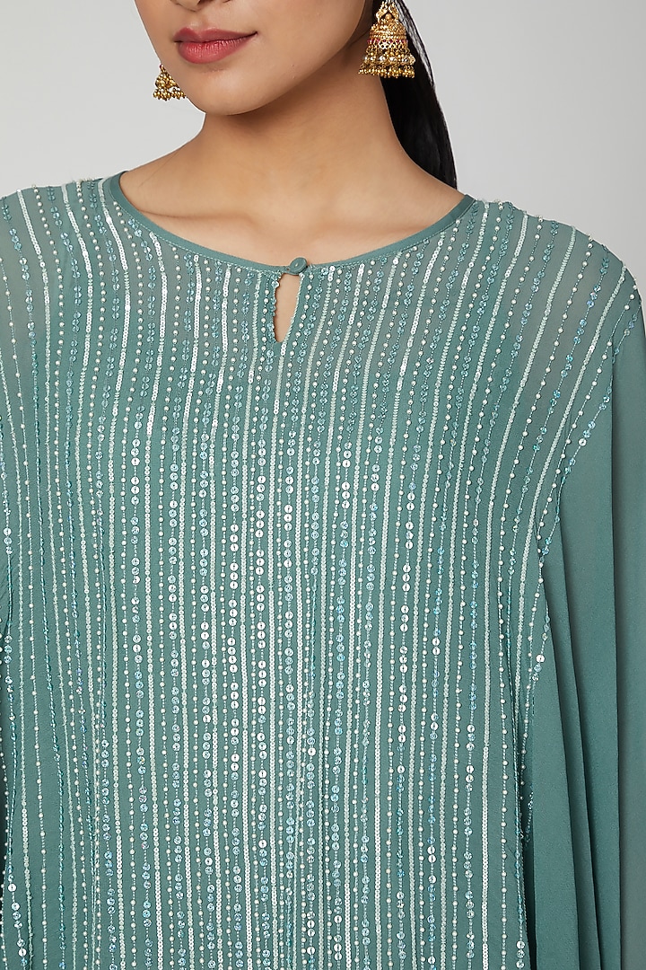 Mint Blue Embellished Kurta Set by Shashank Arya at Pernia's Pop Up Shop