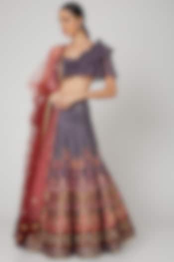 Lavender Embroidered Wedding Lehenga Set by Shashank Arya at Pernia's Pop Up Shop