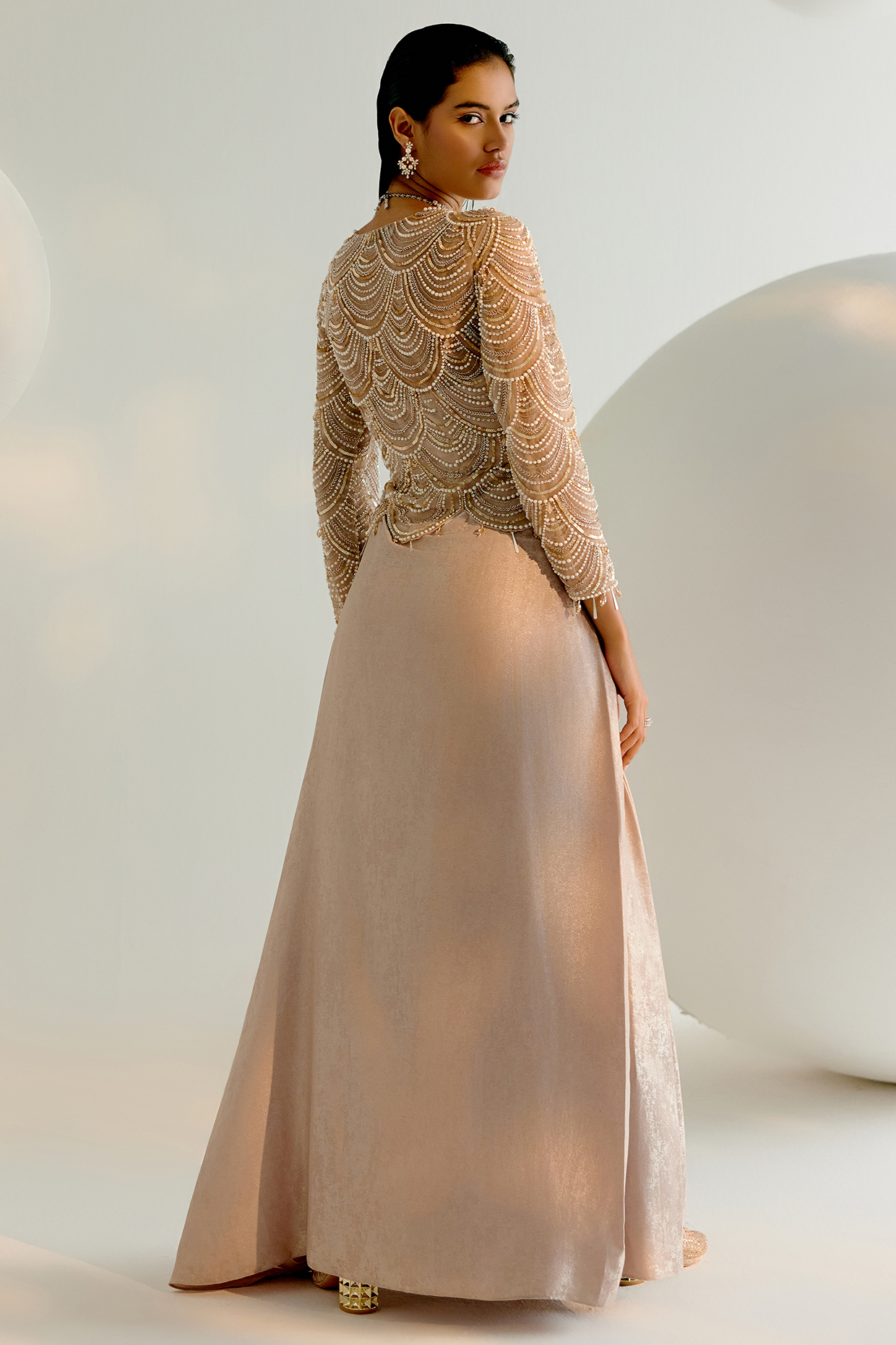 Pearl embroidered dress clearance