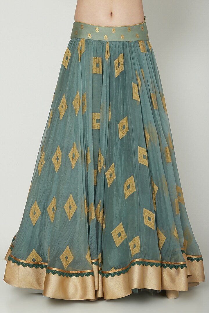 Sky Blue Embroidered Overcoat With Skirt by Shashank Arya at Pernia's Pop Up Shop