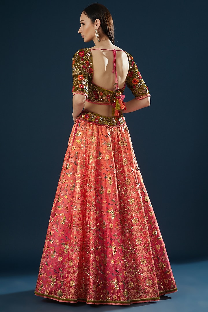 Multi-Coloured Printed & Embroidered Wedding Lehenga Set by Shashank Arya at Pernia's Pop Up Shop