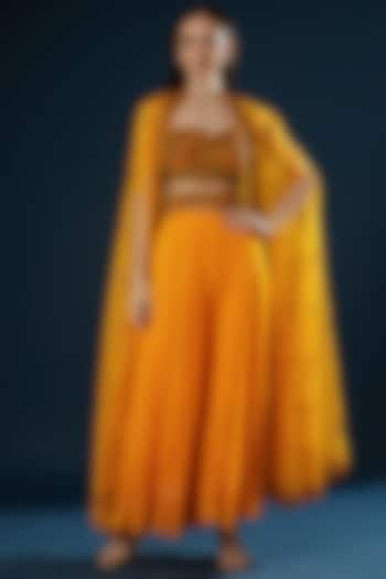 Mustard Georgette Sharara Set by Shashank Arya