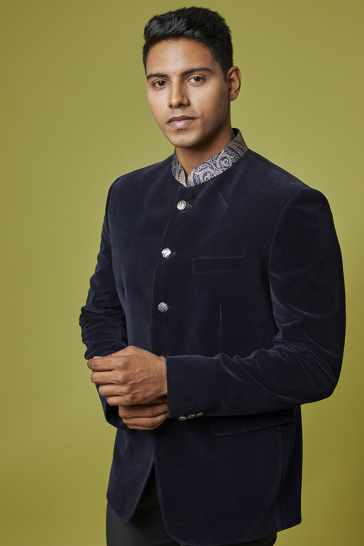 Velvet top jodhpuri blazer