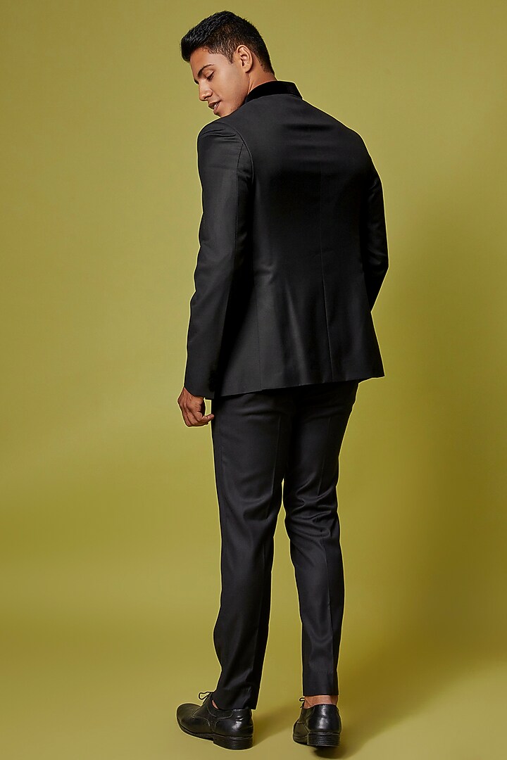 Grey Poly Wool Jodhpuri Jacket Set by Ssavarto at Pernia's Pop Up Shop