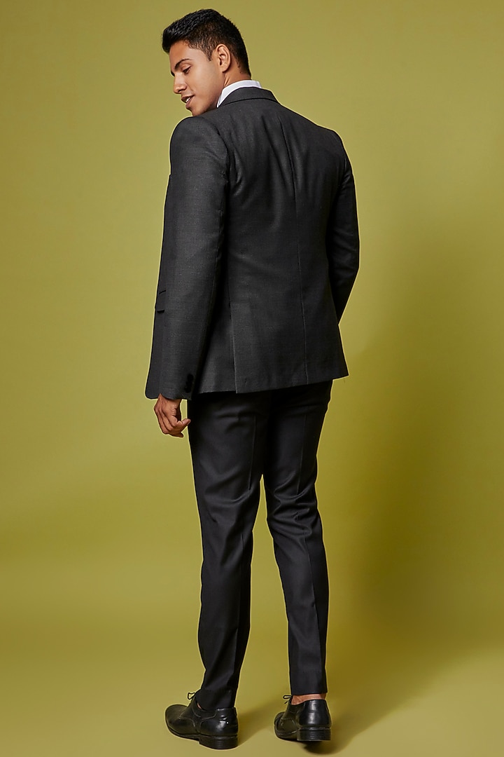 Grey Poly Wool Tuxedo Set by Ssavarto at Pernia's Pop Up Shop