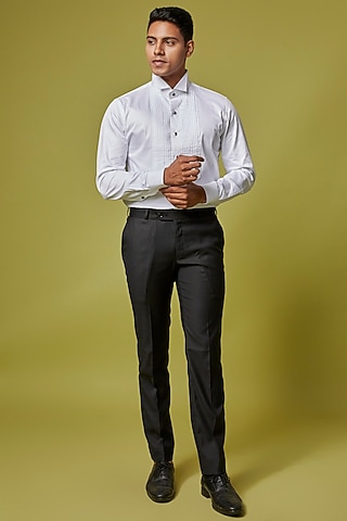 Black Poly Wool Trouser Set by Ssavarto