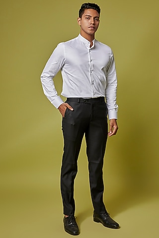 Black Poly Wool Trouser Set by Ssavarto