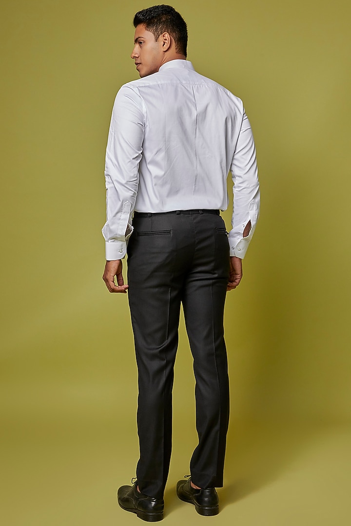 Black Poly Wool Trouser Set by Ssavarto at Pernia's Pop Up Shop