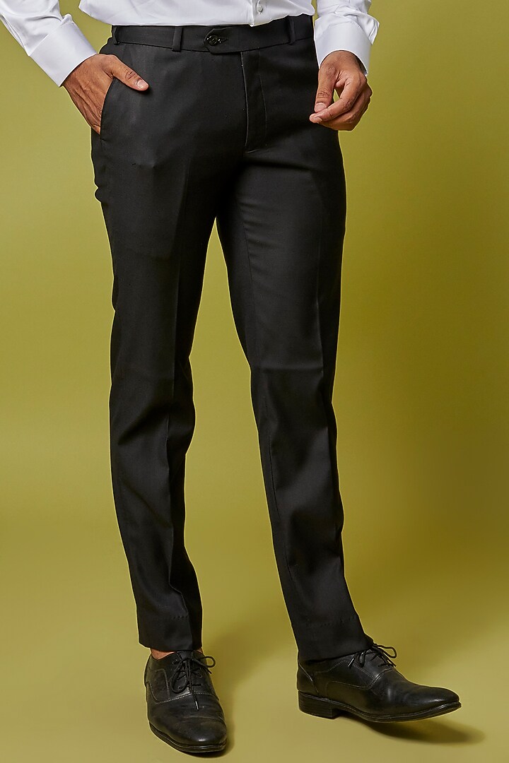 Black Poly Wool Trouser Set by Ssavarto at Pernia's Pop Up Shop
