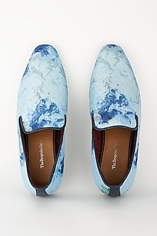 Light Blue Digital Printed Loafers by Ssavarto-WEDDING GIFTING