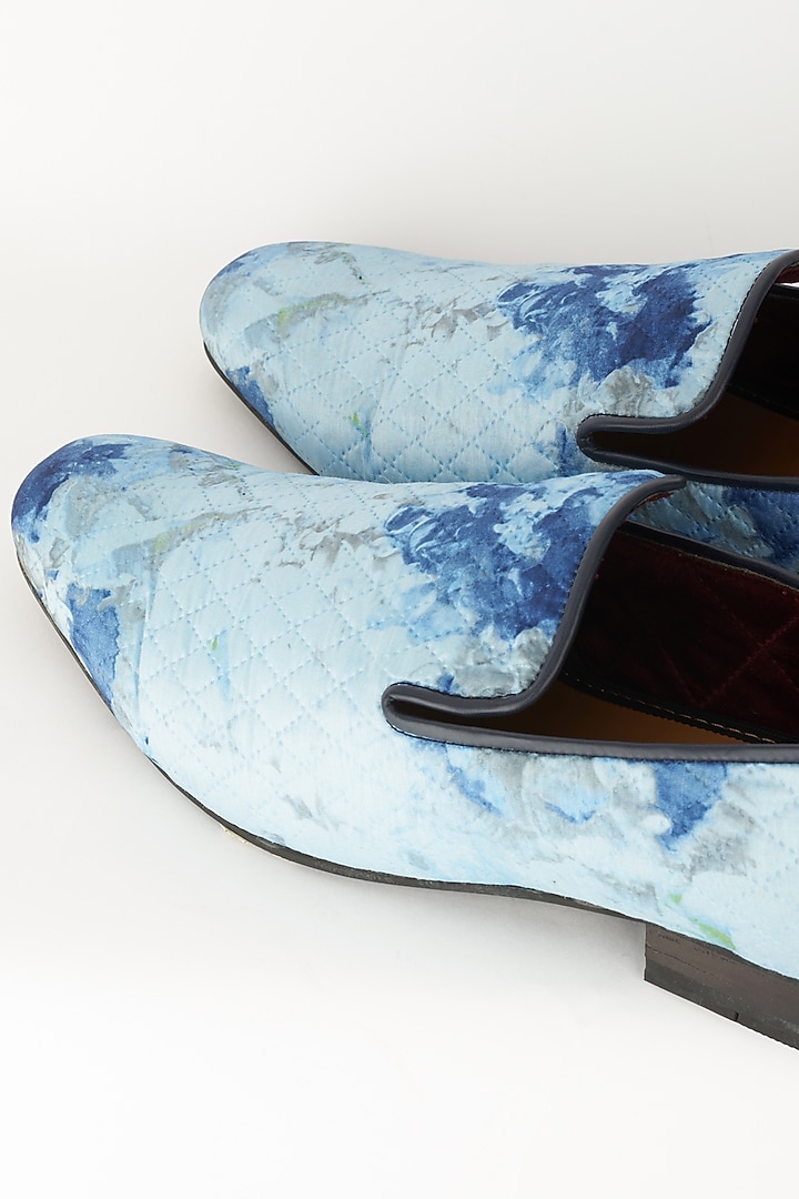 Light Blue Digital Printed Loafers by Ssavarto at Pernia's Pop Up Shop