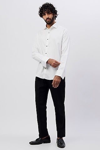 White Cotton Satin Shirt by Ssavarto