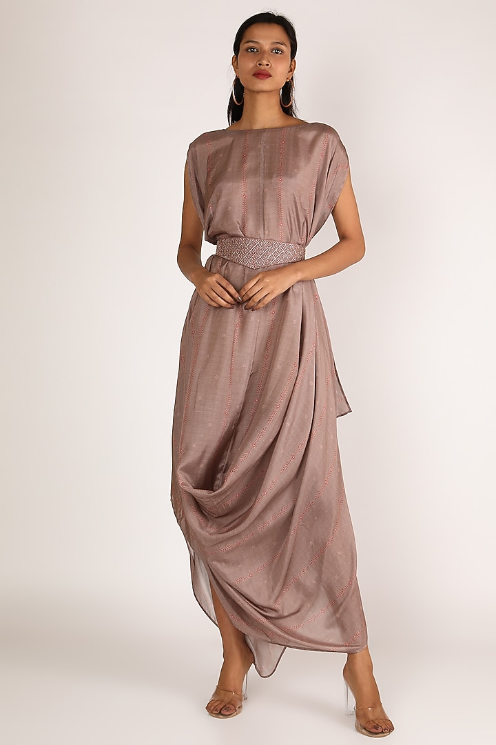 Lilac Printed Cowl Party Wear Gown by 17:17 at Pernia's Pop Up Shop