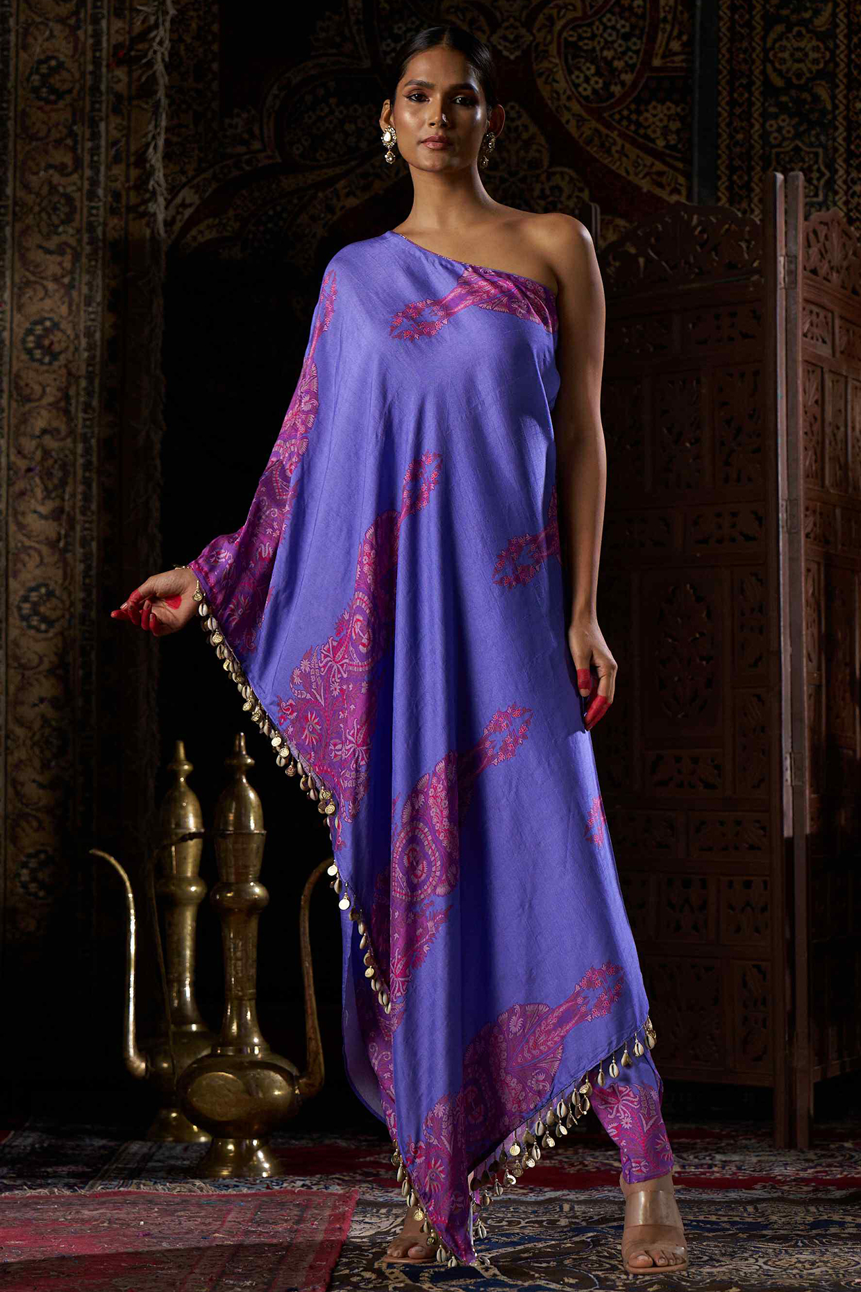 Lilac Raw Silk Boota Printed Kurta Set by 17:17 at Pernia's Pop Up Shop