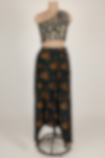 Dark Green Dhoti Pants With Crop Top by 17:17 at Pernia's Pop Up Shop