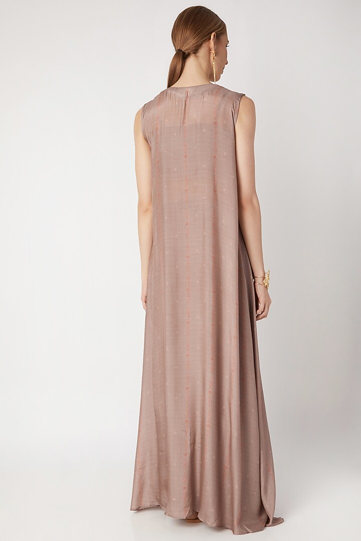 Nude Embroidered Bustier With Cowl Skirt & Cardigan by 17:17 at Pernia's Pop Up Shop