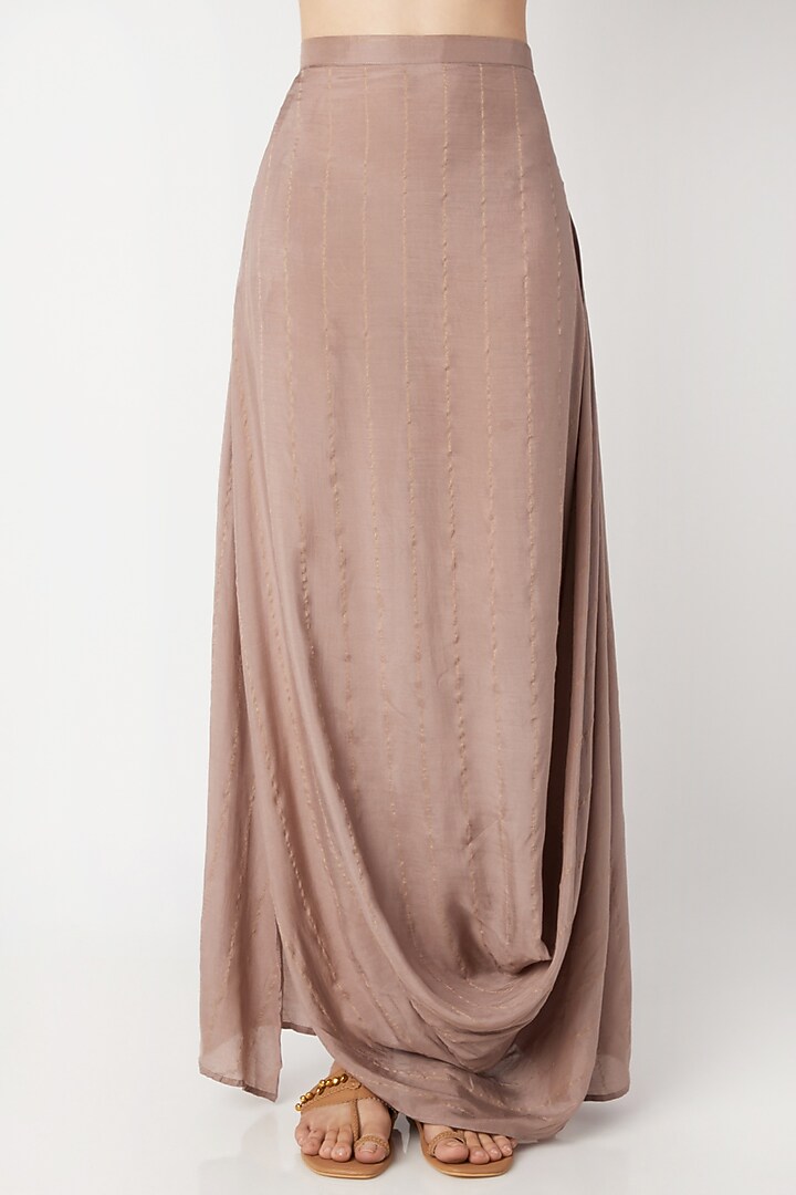 Nude Embroidered Bustier With Cowl Skirt & Cardigan by 17:17 at Pernia's Pop Up Shop