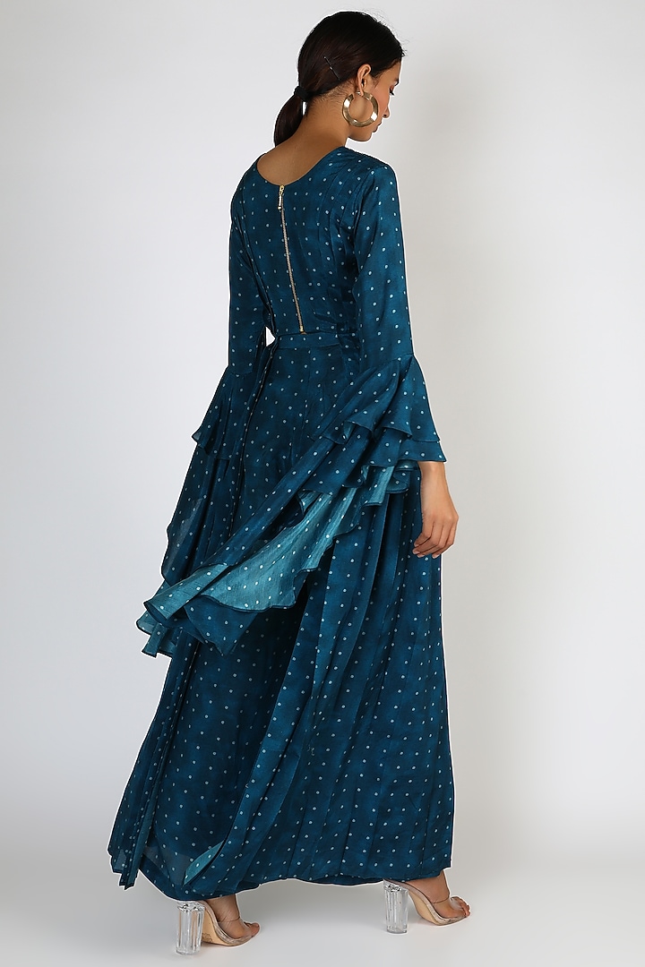 Dark Blue Zari Embroidered & Printed Kurta Set by 17:17 at Pernia's Pop Up Shop