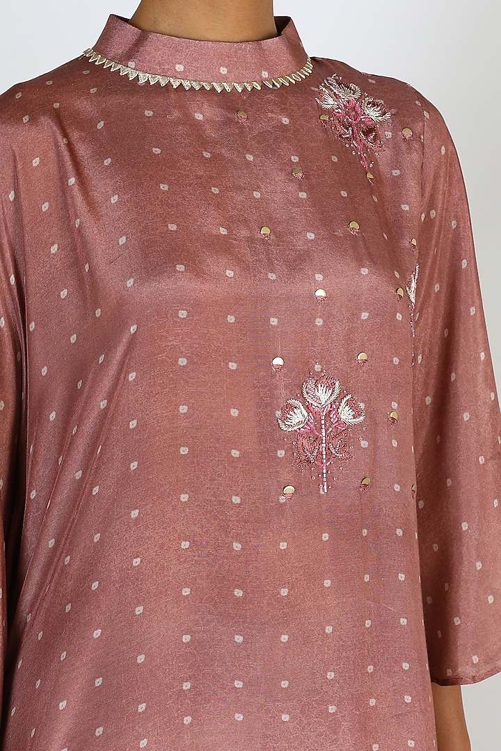 Pink Embroidered & Printed Kaftan Kurta Set by 17:17 at Pernia's Pop Up Shop