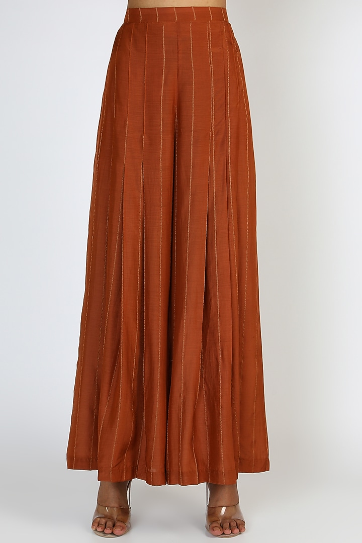 Brown Embroidered Box Pleated Kurta Set by 17:17 at Pernia's Pop Up Shop