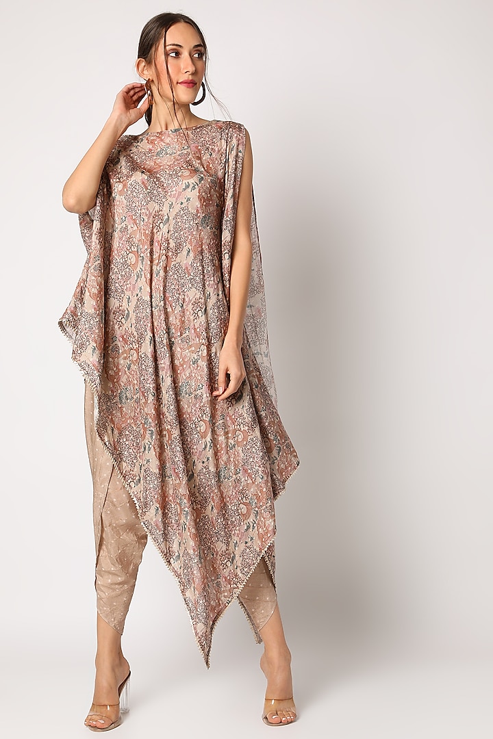 Beige Embroidered & Printed Kurta Set by 17:17