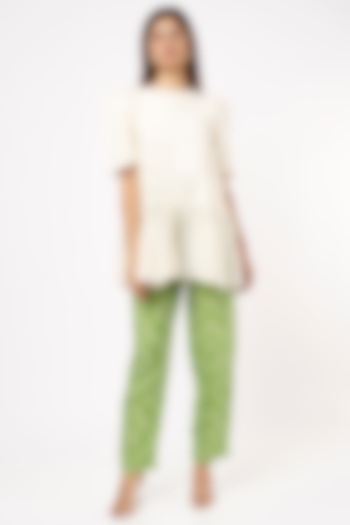 Green Silk Printed Pants by 17:17 at Pernia's Pop Up Shop