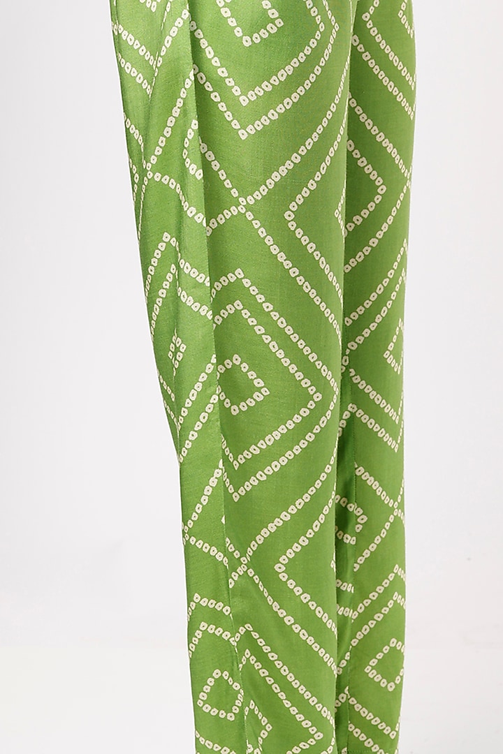 Green Silk Printed Pants by 17:17 at Pernia's Pop Up Shop