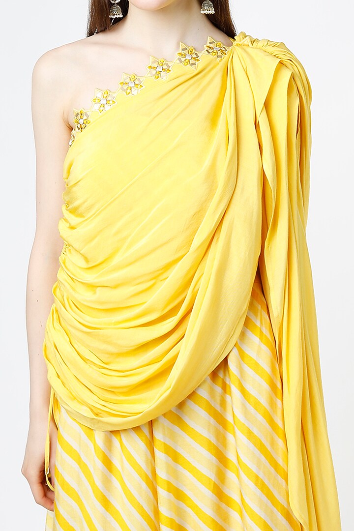 Yellow Leheriya Printed Jumpsuit by 17:17 at Pernia's Pop Up Shop